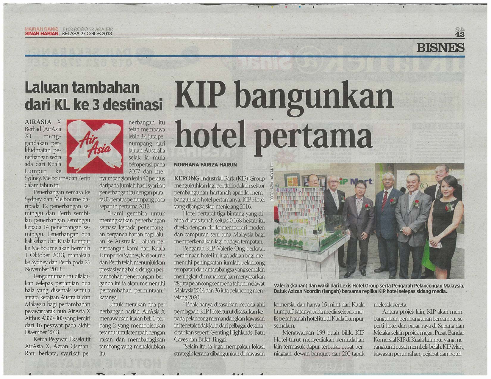KIP Hotel on Sinar Harian 27-08-2013